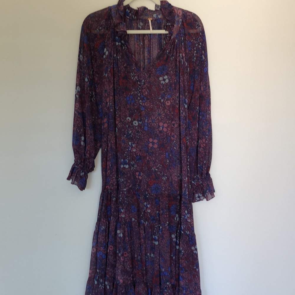 Free People Purple Foral Maxi Dress size Small
